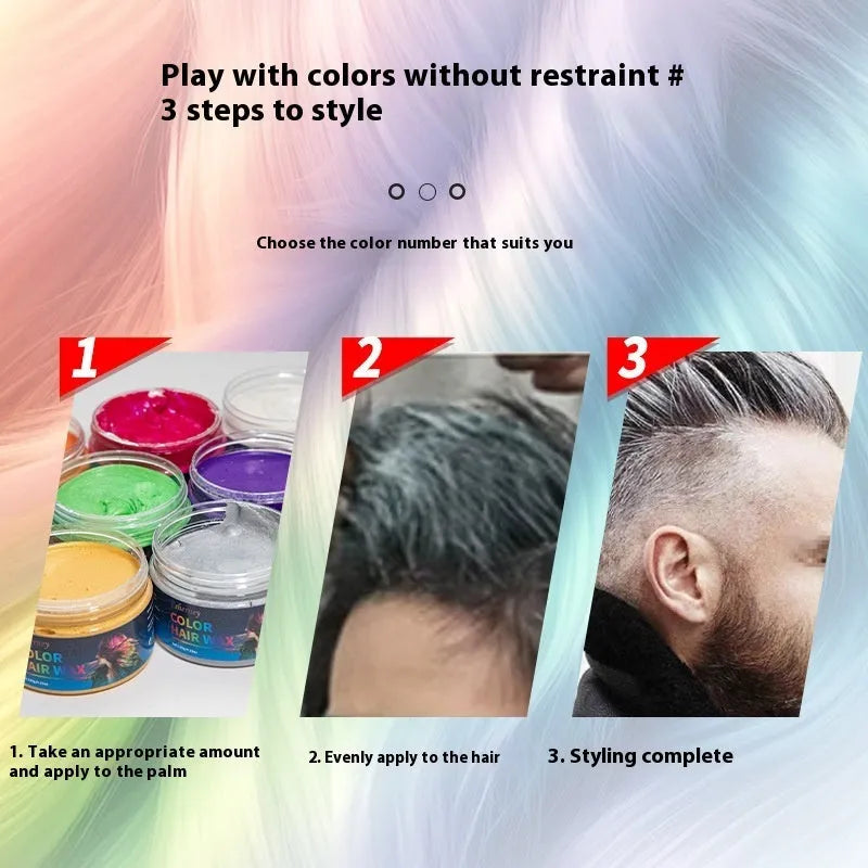 120g hair styling clay jar in multiple colour options including blue, granny grey, and rose red