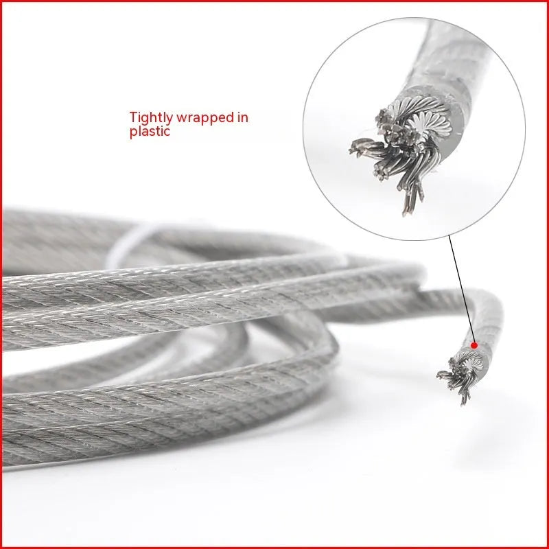 304 stainless steel invisible anti-theft protecting wire coil, showing coated rope construction.