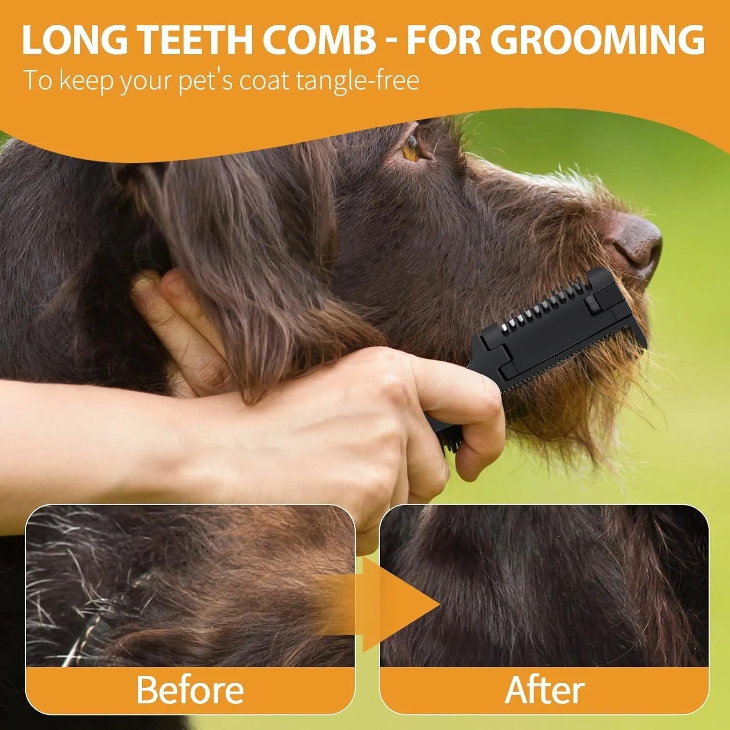 Pet razor comb with detangling teeth and replaceable blade for dog and cat grooming