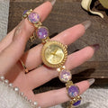 Women's quartz watch with a round 25mm dial in a choice of six colours on a wrist.