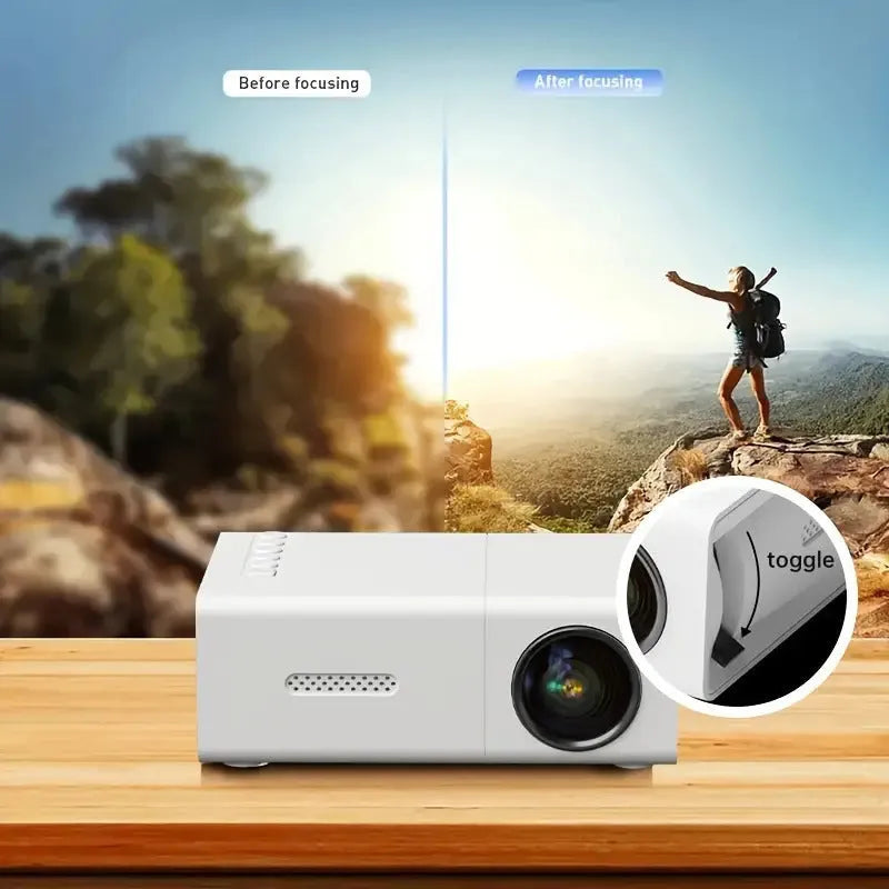 M100 mini LED home projector in white or black colour with remote control and cables