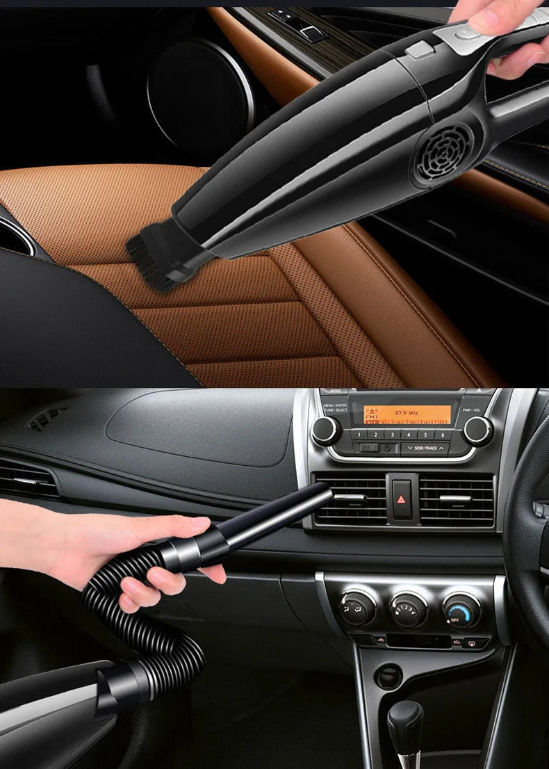 Black and orange car vacuum cleaner with 36cm length for 12V vehicle cleaning