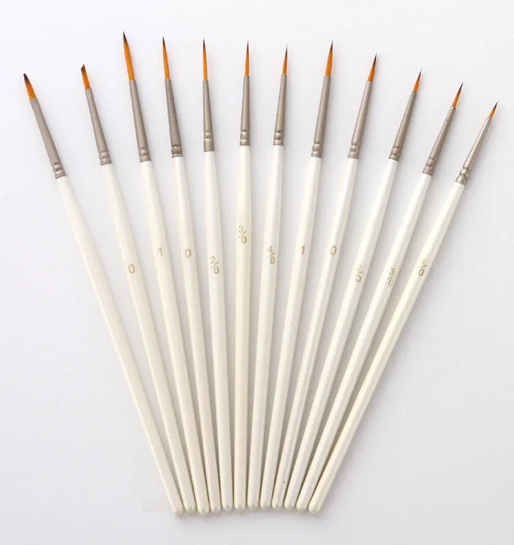 Twelve fluorescent art markers with nylon wool hooks and solid wood pen holders for watercolour line drawing