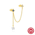 S925 sterling silver zircon chain stud earrings in golden colours with geometric designs