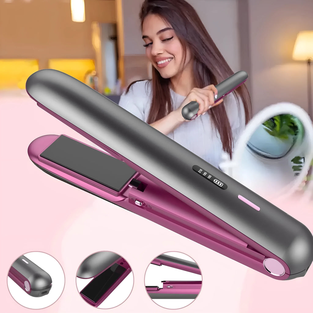 Moon shadow grey wireless hair straightener with temperature control dial