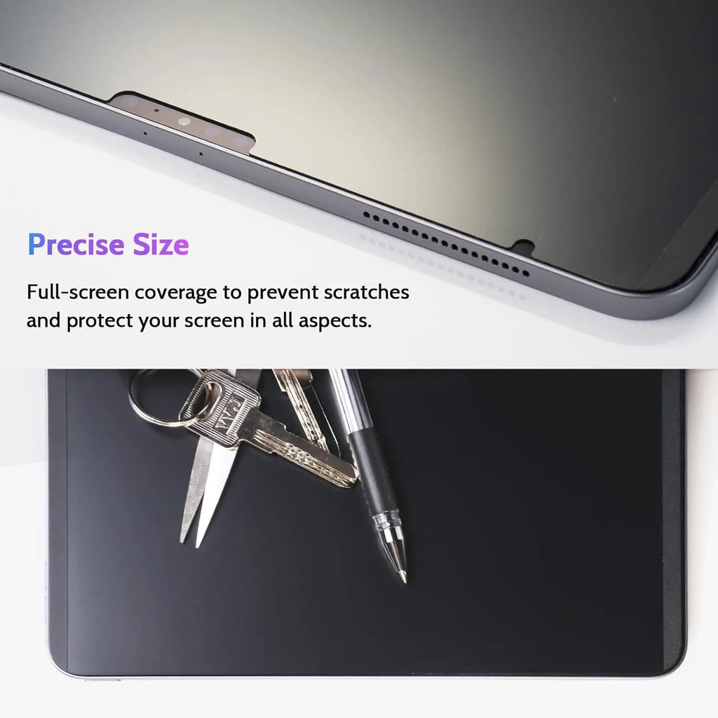 Magnetic iPad privacy screen protector and storage clip on a table