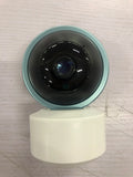 Indoor 360-degree rotating WiFi security camera with HD resolution on flat surface