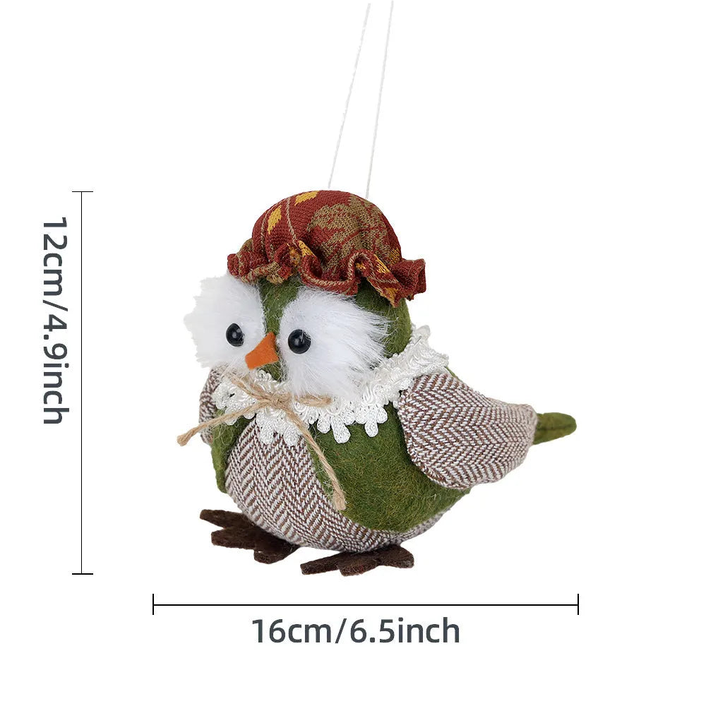 Orange and green harvest owl pendant ornament made from polyester cloth for Thanksgiving decoration