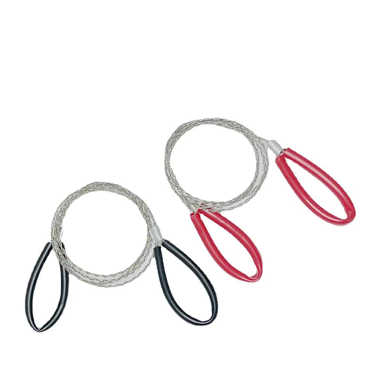 Portable survival wire saw with leather case showing black and red colour options