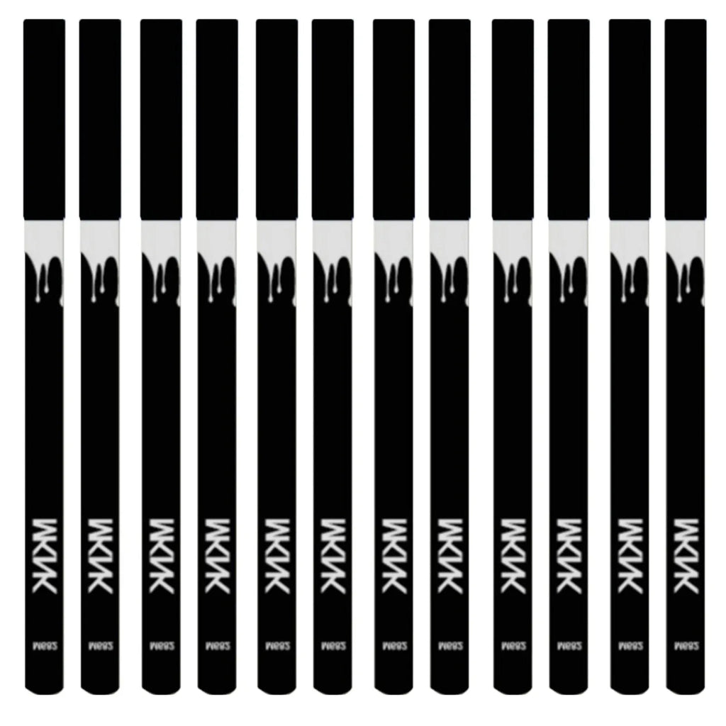12 white and black waterproof eyeliner pencils with sharpener in retractable multi-purpose makeup set