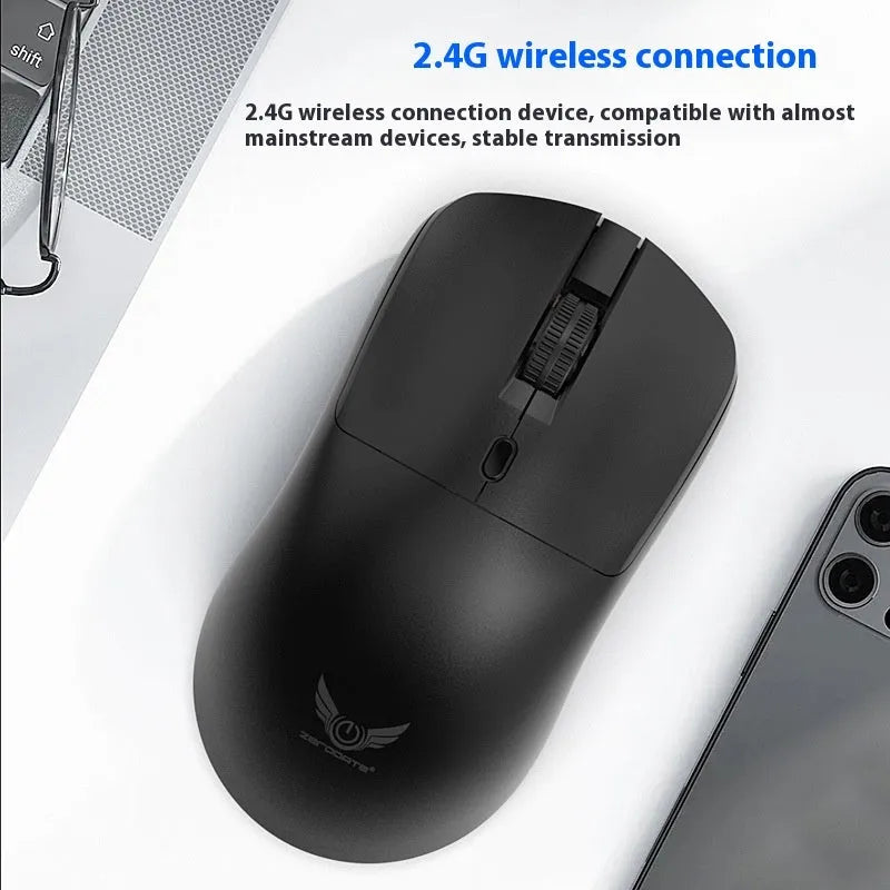 Black wireless mouse with three-gear audio button for laptop use