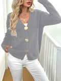 Women's deer plush sweater coat with princess sleeves and irregular street hipster cut in grey colour