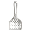 Grey plastic cat litter scoop with attached base for cleaner waste removal