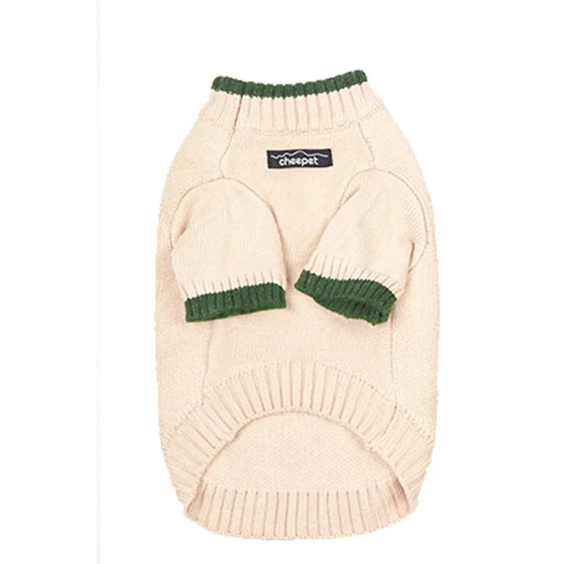British style wool pet sweater with contrast colour legs in Crown Blue