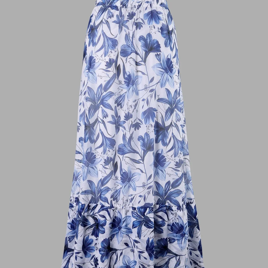 Women's one-piece swimsuit with high waist and chiffon dress overlay in solid colour quick-drying fabric