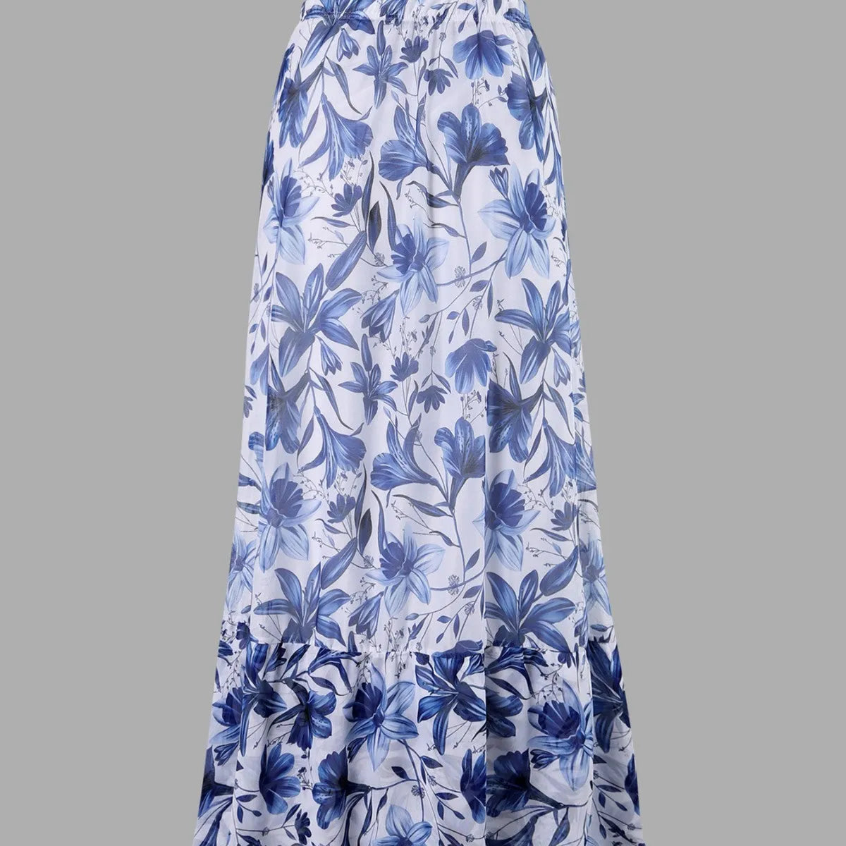 Women's one-piece swimsuit with high waist and chiffon dress overlay in solid colour quick-drying fabric