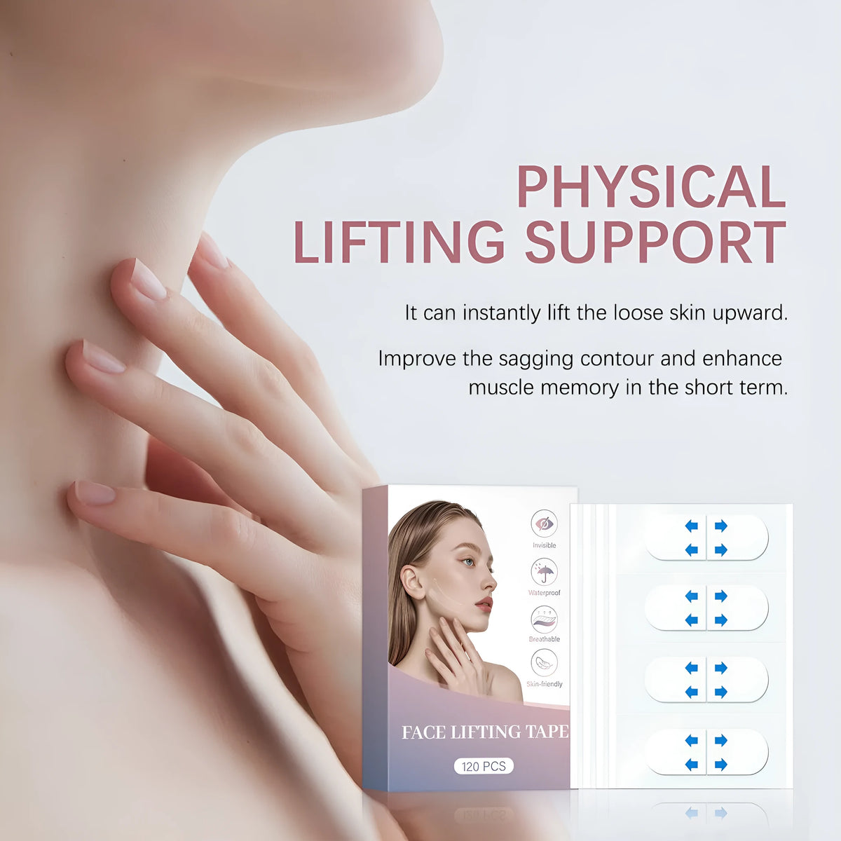 Pack of 120 face lifting stickers for chin and jawline tightening and V face shaping