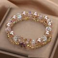 Light yellow artificial crystal butterfly bracelet for women, original design travel gift