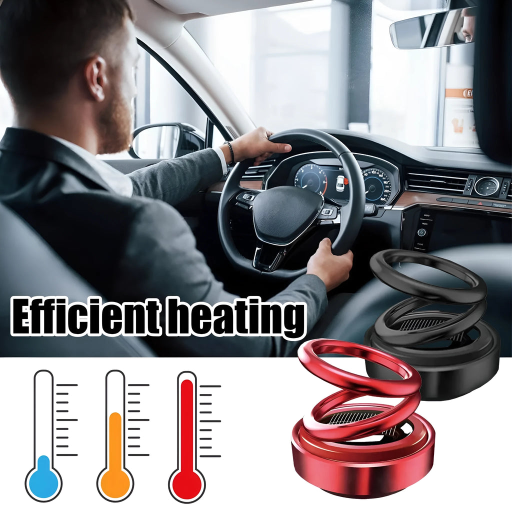 Black and red portable miniature vibration radiator for car and room heat dissipation measuring 5.1x6 cm