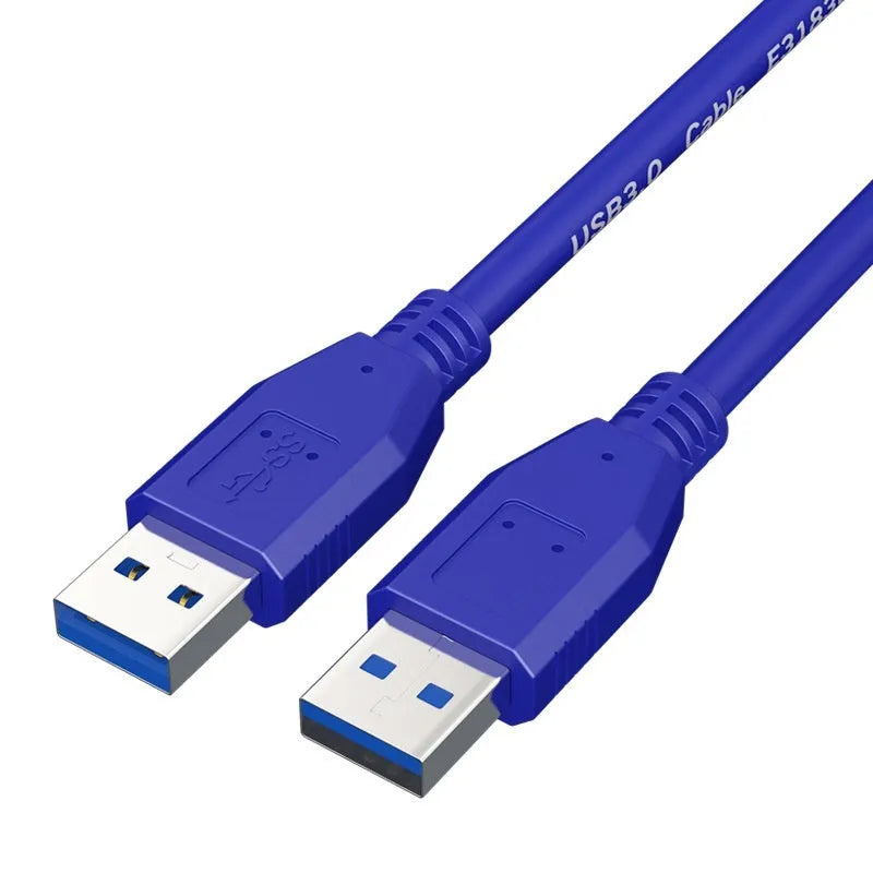 USB 3.0 male to male data cable with nickel-plated Type-A connectors, shown with length options.