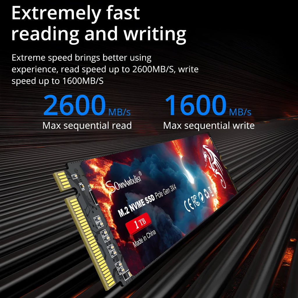 M.2 solid state drive for desktop computers showing 80x22mm dimensions and capacity options