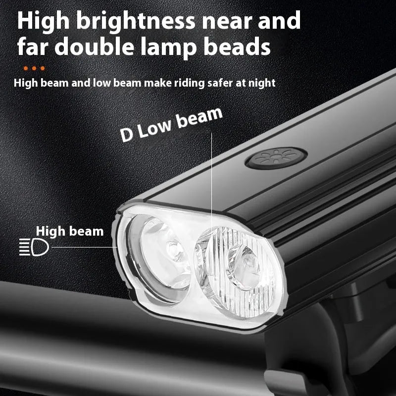 L2 2 bicycle headlight in aluminium alloy, 500lm, USB-TYPE-C rechargeable, 200g, for night riding