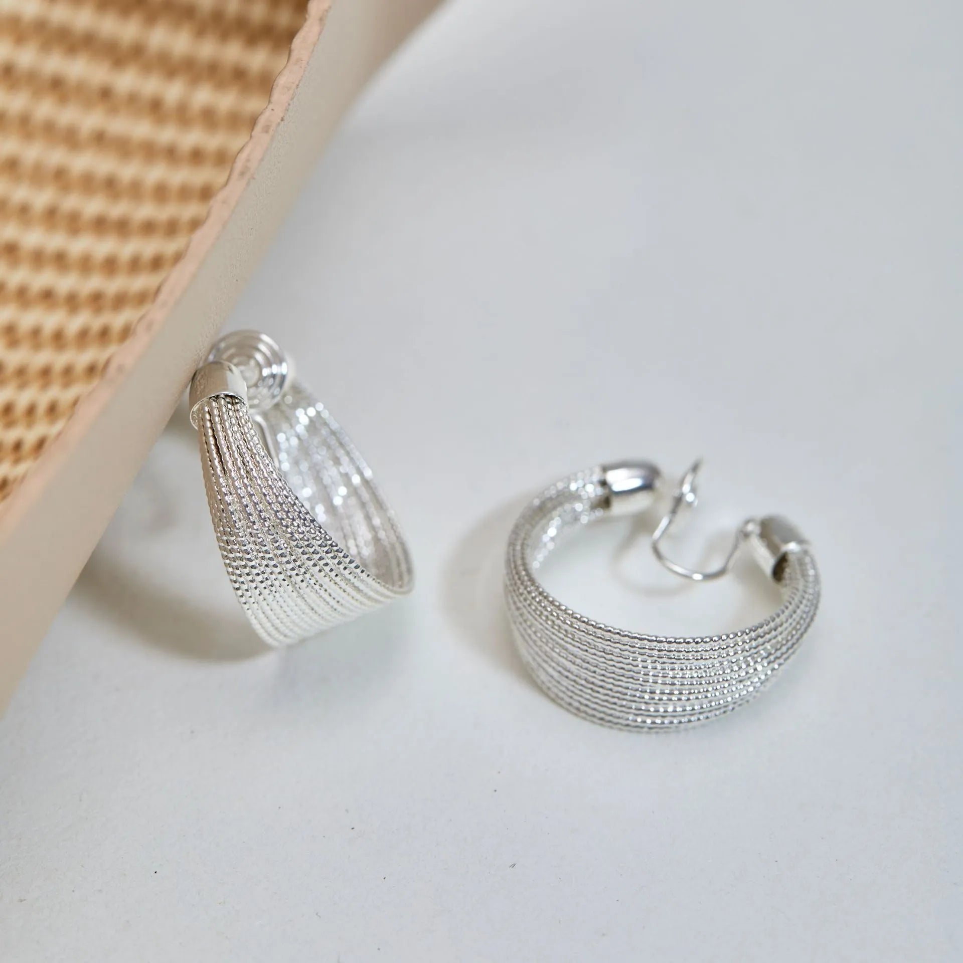 Multi-layer simple bracelet earrings set with silver and gold geometric copper earrings
