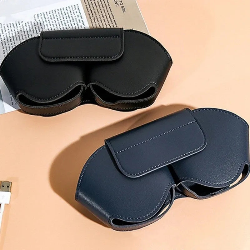 AirPods Max protective case in PU leather, shown in available colours: black, red, white, green, and blue.