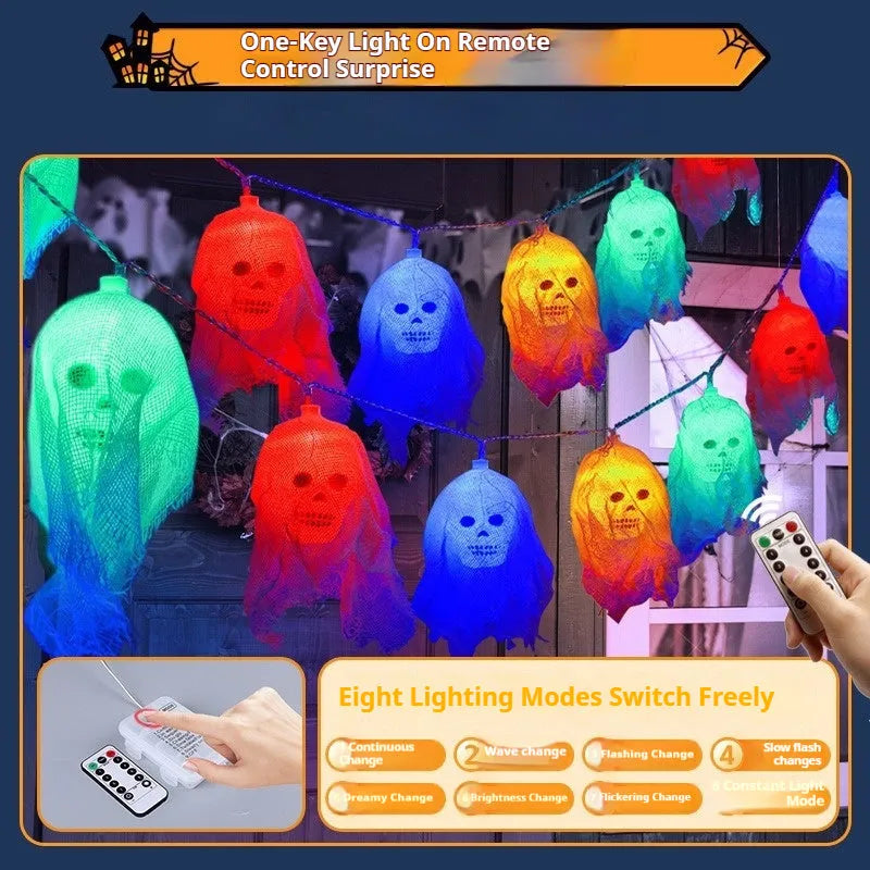 Halloween battery-powered LED coloured lights for indoor wall decoration in plastic shell