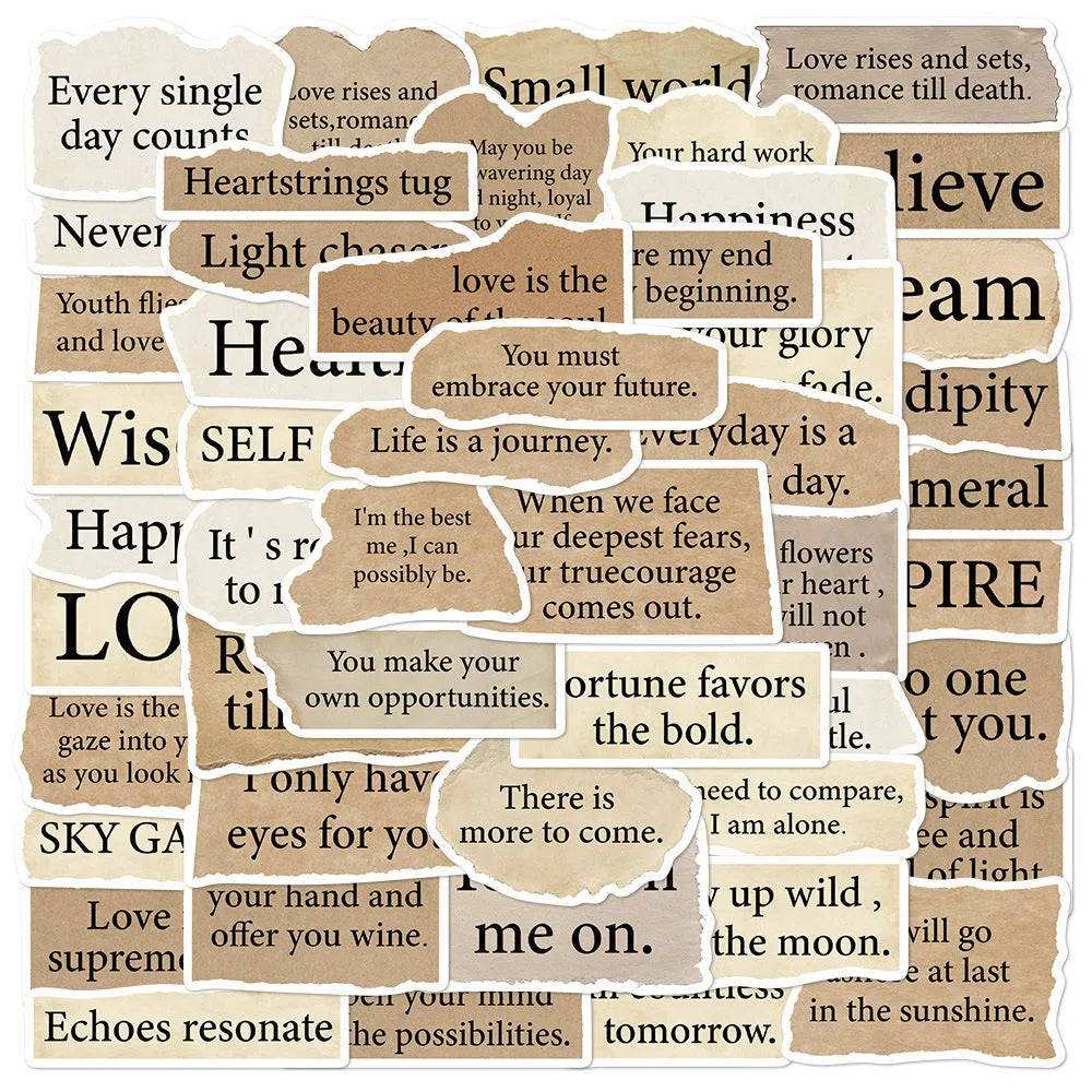 25 torn English style decorative stickers for laptops with waterproof PVC adhesive