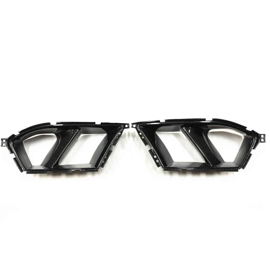 Dry carbon fibre front bumper grille for BMW M3 M4 G80 G82 models in black 3K weave.