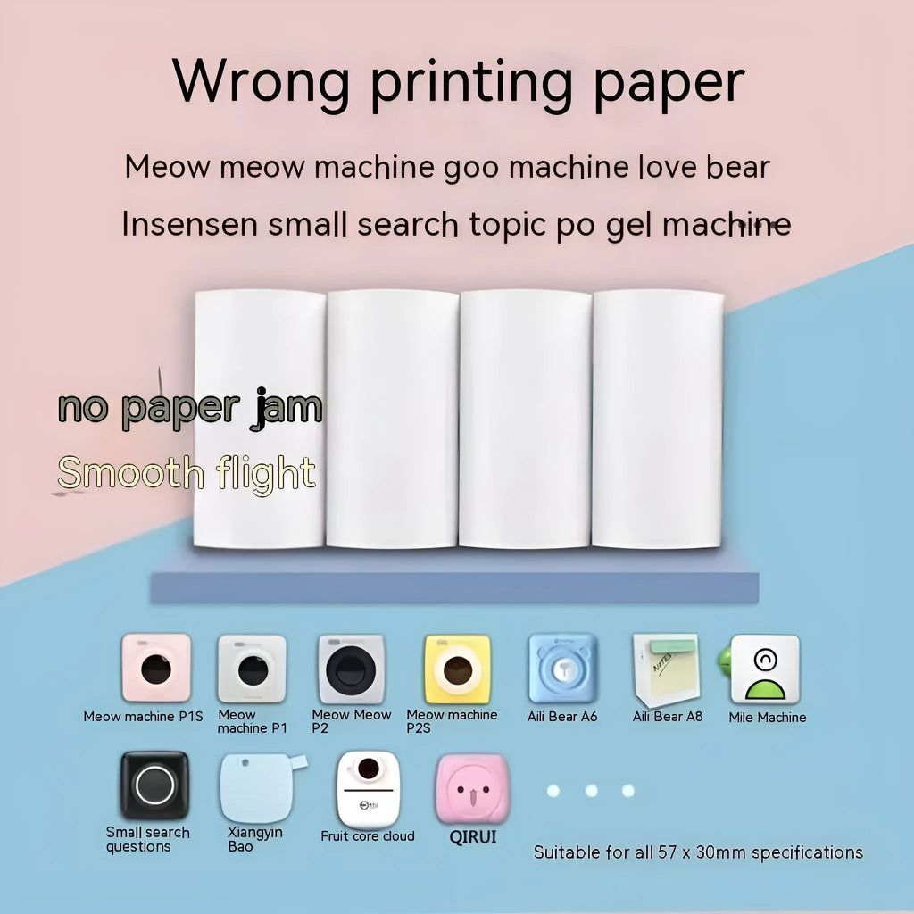 Box containing three rolls of coloured thermal paper for 57x30mm printers.