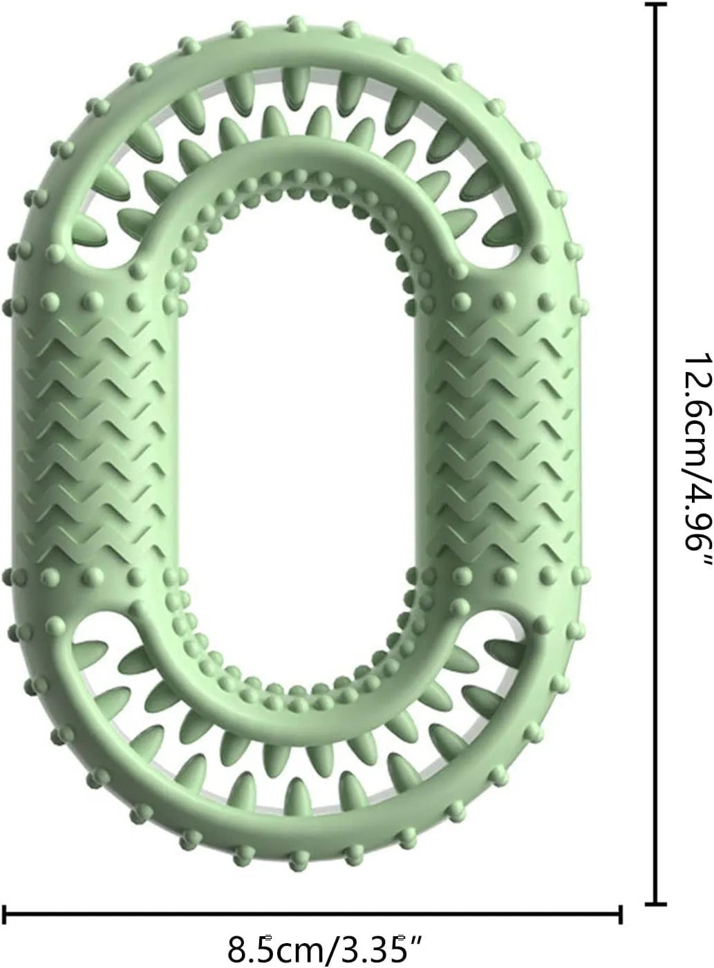 Blue green pink O-ring dog chew toy for aggressive chewers with dental benefits