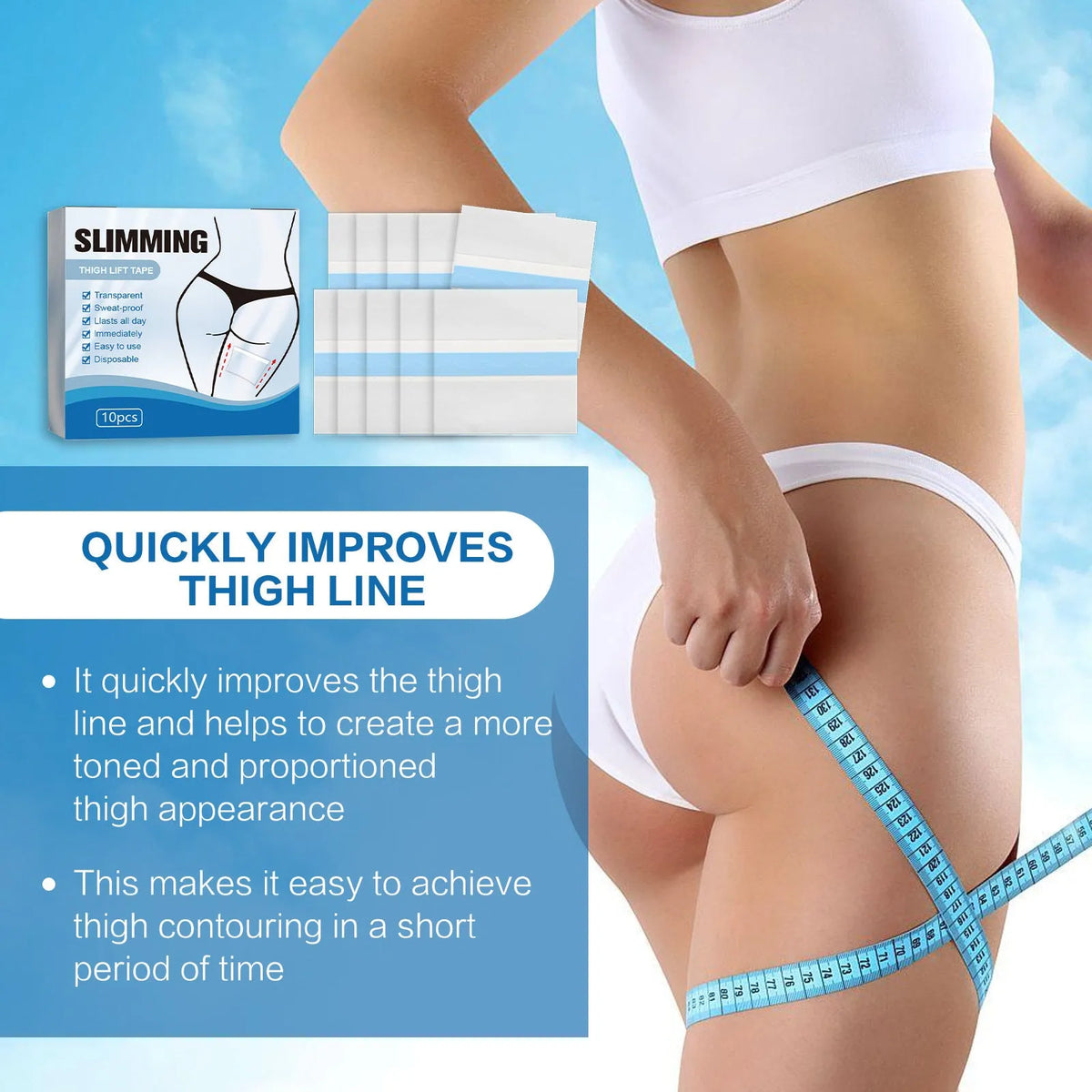10 piece pack of 12cm square body shaping stickers with collagen for navel application