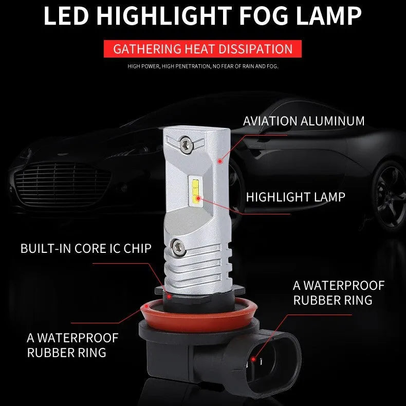H11 H8 CSP 80W high power car LED front fog lamp with aviation aluminium heat sink