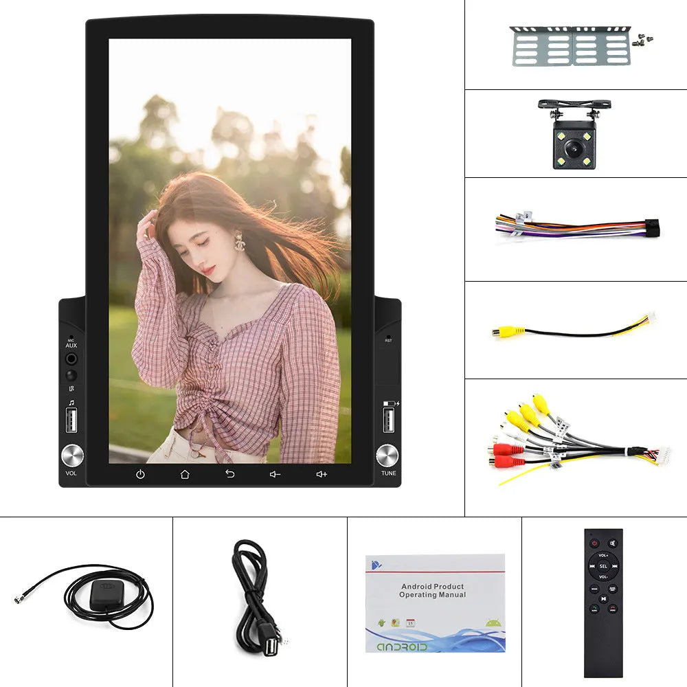 9.7 inch vertical screen Android 10 car MP5 player with offline map, Bluetooth and FM radio