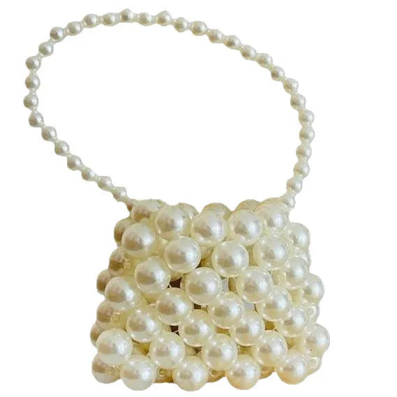 Imitation pearl geometric pattern mini crossbody handbag for women in various floral and heart styles.