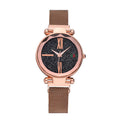 Ladies watch with stainless steel band, magnet clasp, and round 32mm dial in six colour options