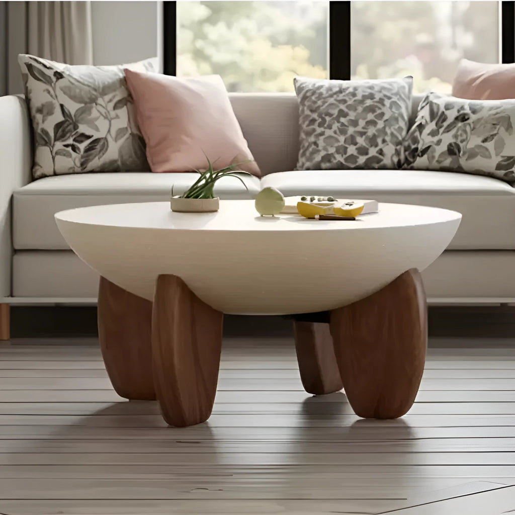 White solid wood adjustable height coffee table with storage compartment