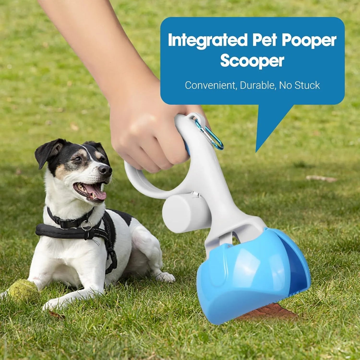 ABS plastic pet pooper scooper with built-in trash bag holder in four colour options