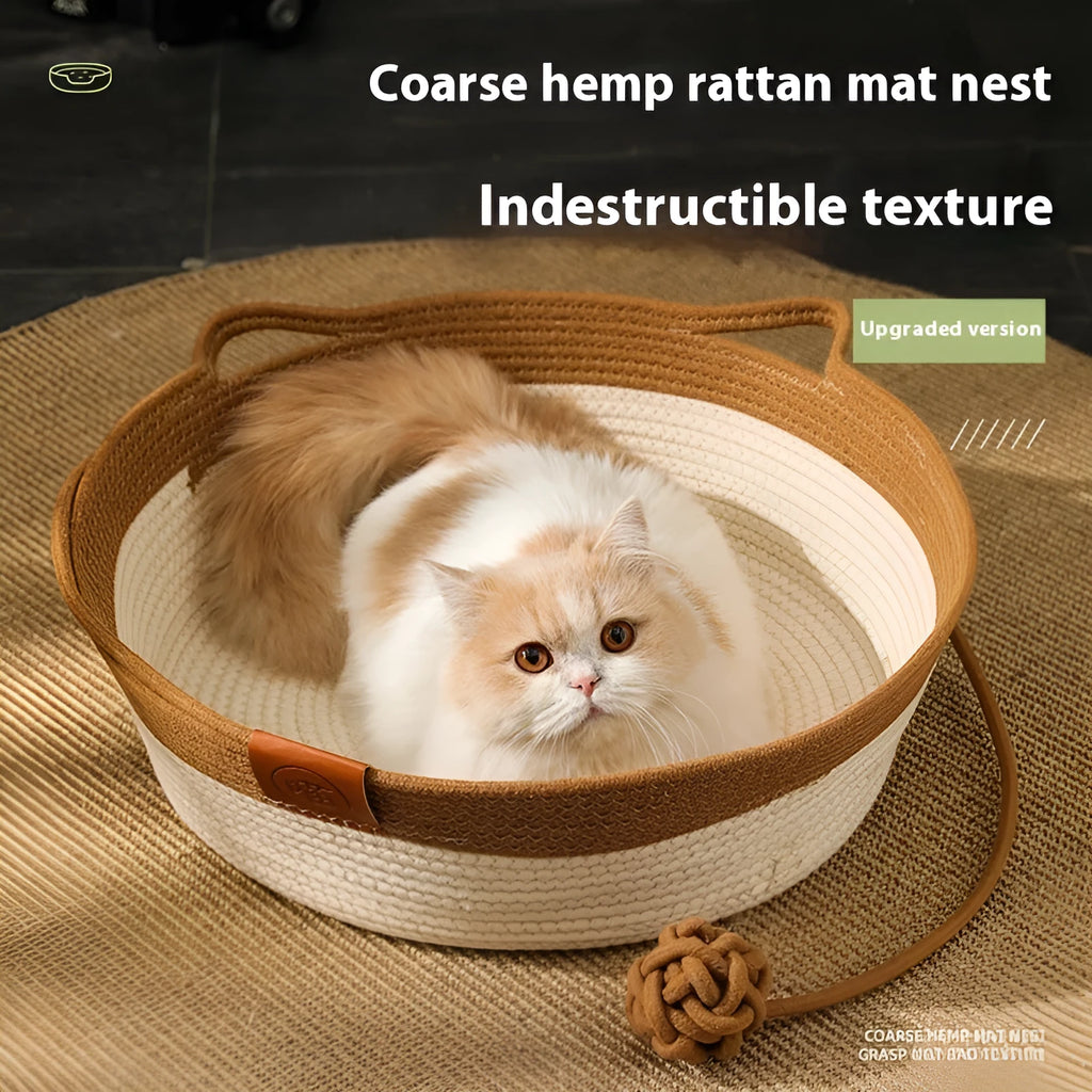 Cotton woven cat nest mat in grey, brown or green colours for cage bedding