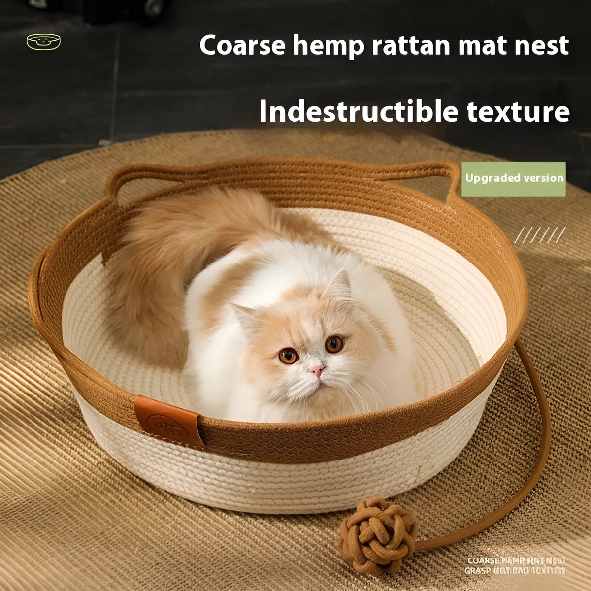 Cotton woven cat nest mat in grey, brown or green colours for cage bedding