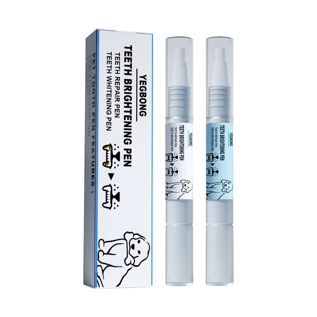 Pet teeth whitening pen with brush applicator for dog and cat tartar removal