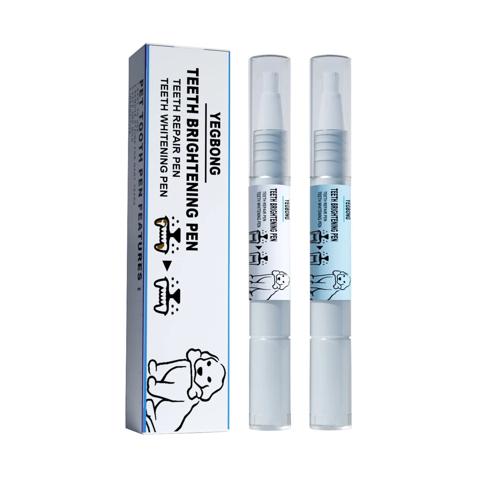 Pet teeth whitening pen with brush applicator for dog and cat tartar removal