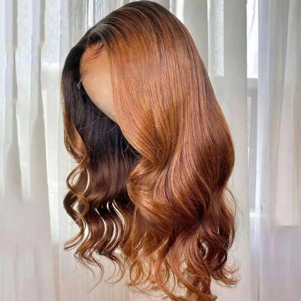 Real human hair lace front wig with gradient colour on a mannequin head, showcasing the natural hairline.