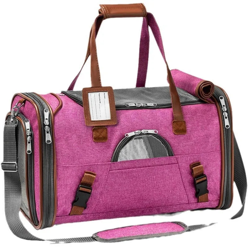 Large capacity waterproof Oxford pet bag in dark gray for cats and dogs