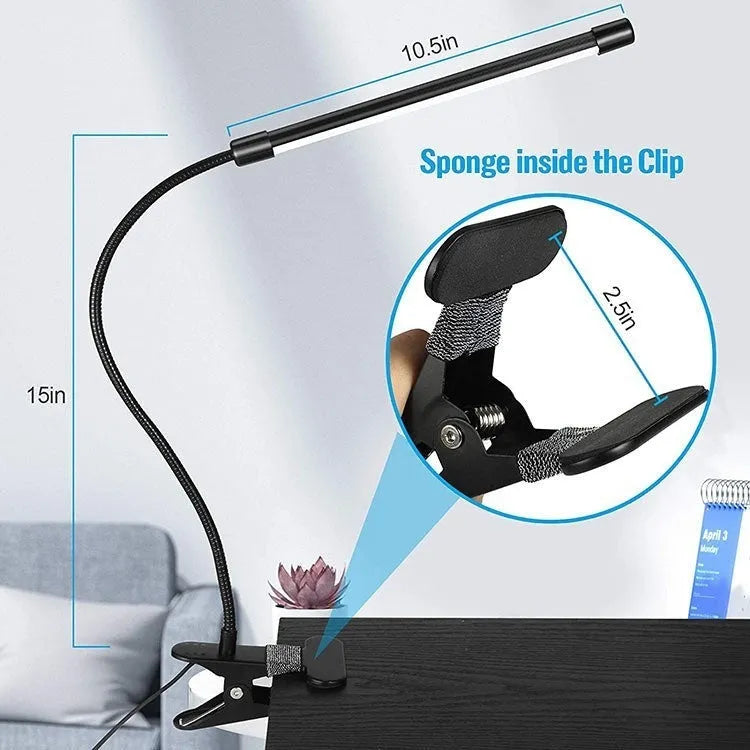 Black USB-powered 26cm LED desk lamp with American styling for student dormitory use