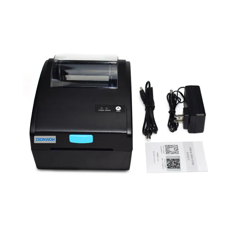 White Bluetooth heat-sensitive label printer with compact 200 x 160 x 139.5mm dimensions