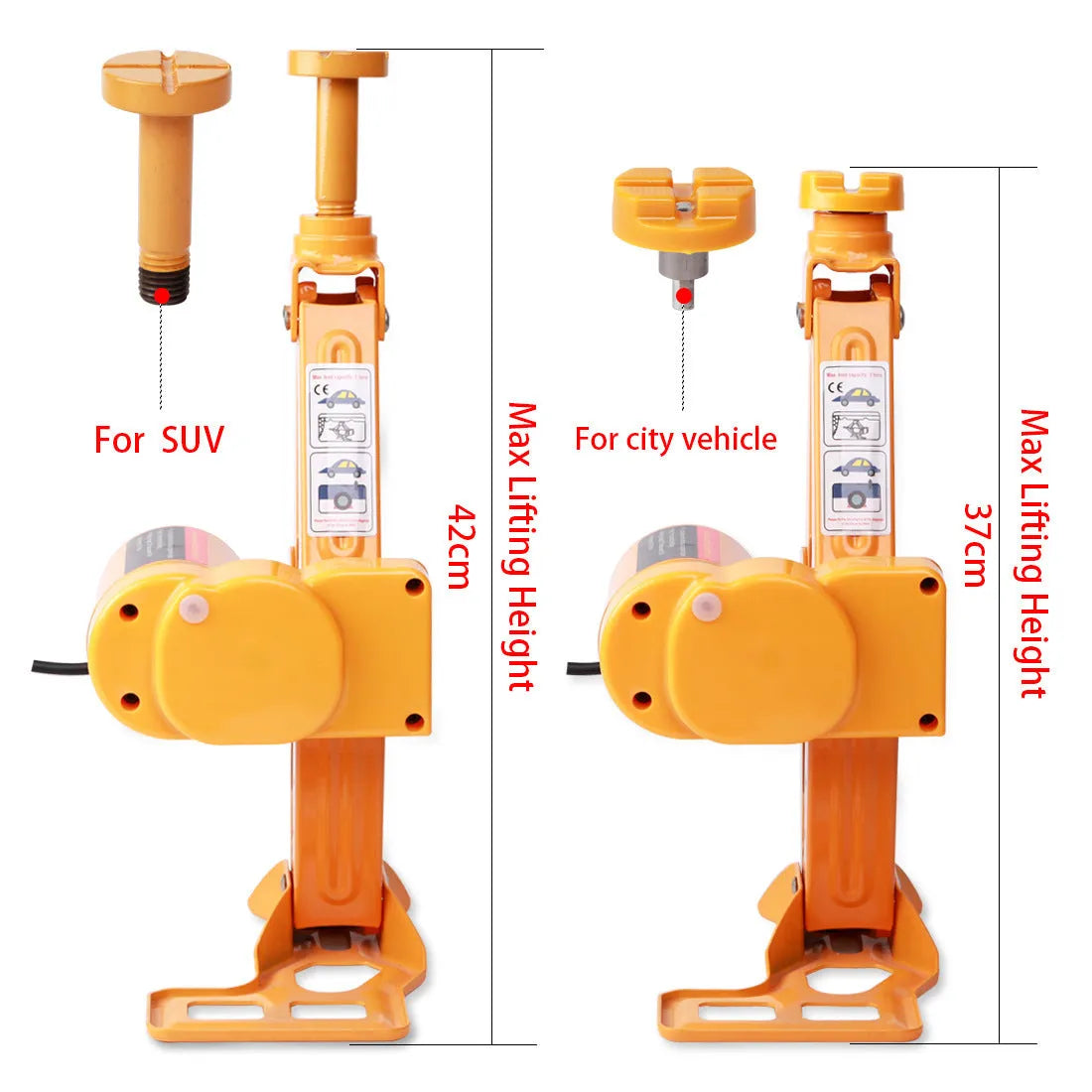 Yellow steel car electric jack set with electric wrench for vehicle tyre changes