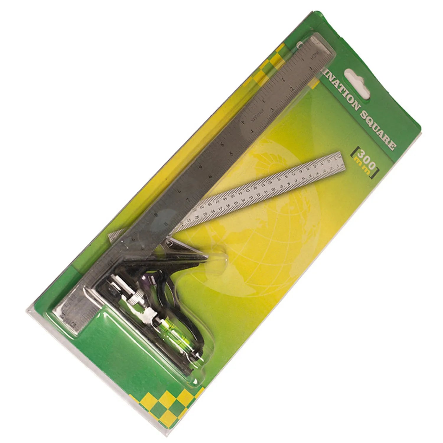 Two red metal combination angle rulers for civil surveying with imperial scales and transparent storage bag